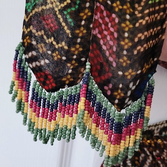 Farm Rio Rauti Tiered Midi Dress Ethnic Patchwork Pattern NWT MEDIUM - Picture 6 of 7